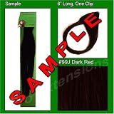 #99J Dark Red, 6 Inch Sample of Clip on in Human Hair Extensions Set