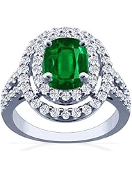 18K White Gold Cushion Cut Emerald Ring With Sidestones (GIA Certificate)