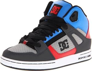 DC Footwear Kids Rebound Sneaker (Todlder/Little Kid/Big Kid),Grey/Carolina Blue,6 M US Big Kid