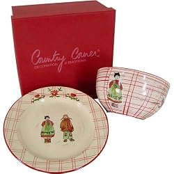 Decorative Plaid Children Theme - Boxed Dinner Set for Child, Plate and Bowl Included