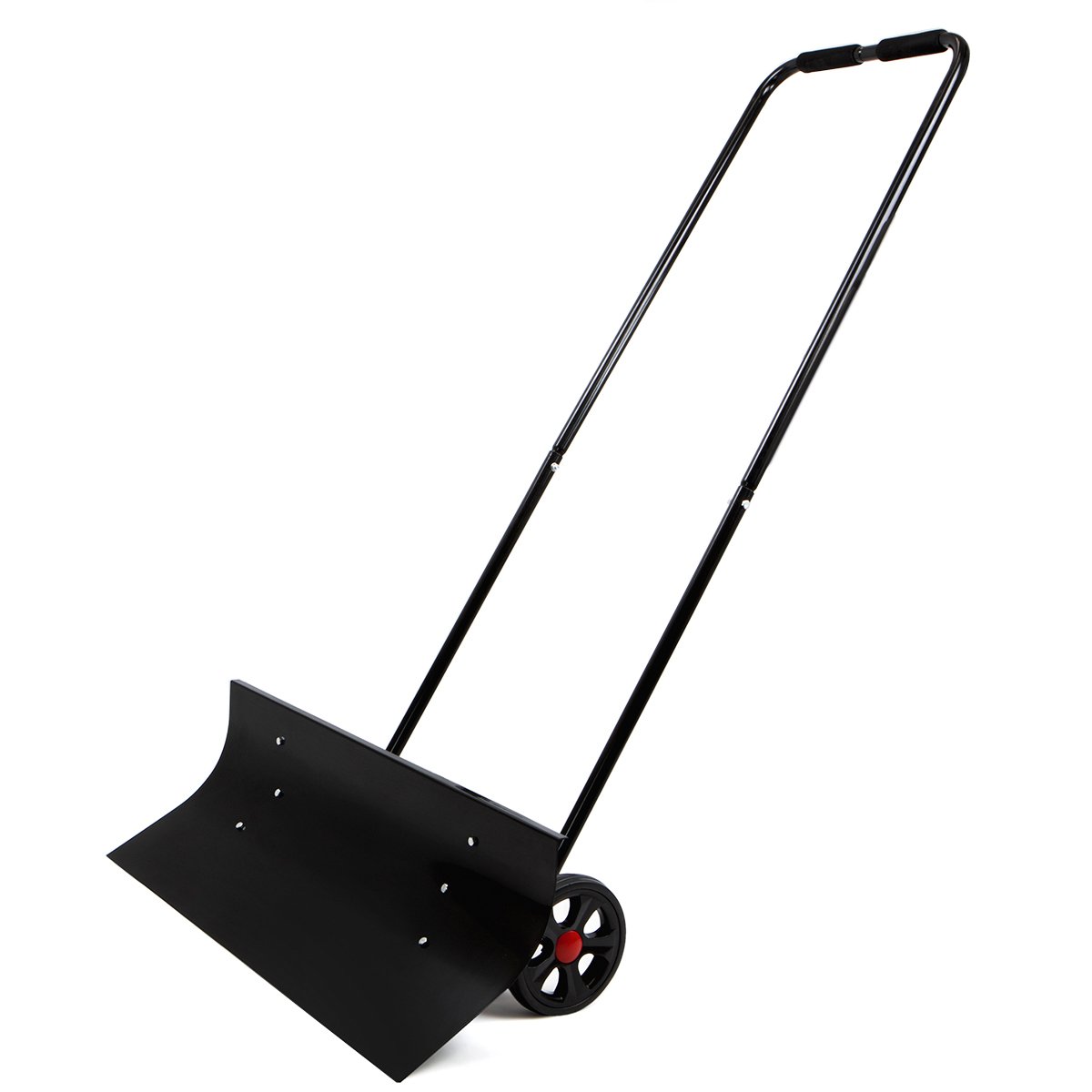 XtremepowerUS Wheeled Snow Shovel Pusher BiDirectional, Black