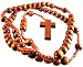 Brown Wooden Bead & Macrame Rosary Necklace