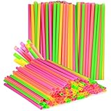 (180-Pack) Large Milkshake / Smoothie / Slush Straws, Disposable Jumbo Extra Wide Thick Shake Long Plastic Drinking Straw, Assorted Colors, 9"