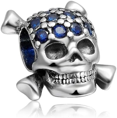 Fashional Halloween Skull Lucky Charm 925 Sterling Silver Soufeel Compatible