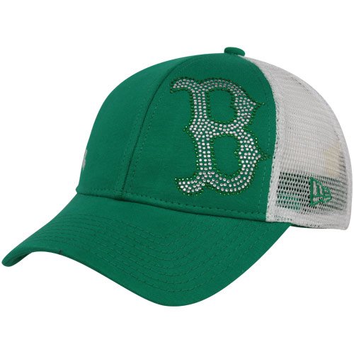 New Era Boston Red Sox Ladies Kelly Green Hooley Jersey Shimmer Mesh Back Adjustable Hat