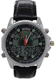 KONTAS - Montre Homme - Quartz - Cuir - cuir Sports Strap Dual Time Black WatchSport Watches