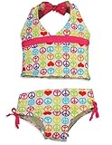 IMAGE OF Pink Platinum - Girls Two Piece Peace Tankini Swim Suit, White, Multi (Size 4)