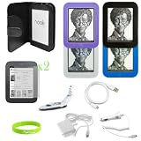 CrazyOnDigital Black Leather Case Cover, Skin Cases Covers with Charger and Screen Protector For Nook Simple Touch (12-item). CrazyOnDigital Retail Package