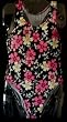 Girls 1 PC T-Back Black/Pink Flowers