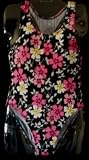 Girls 1 PC T-Back Black/Pink Flowers