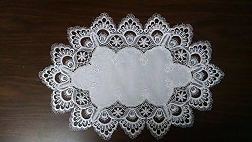 Custom Table Runner or Dresser Scarf with Ivory European Peacock Lace and Ivory Material (Various Sizes Available)