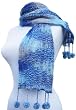 Handmade Lightweight Baby Alpaca Natural Fiber Scarf - Winter Blue Tones