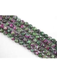 Ruby Zoisite Synthetic Beads Faceted Round 8mm Green/Red Color 48pcs 16per Strand