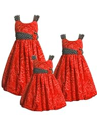 Bonnie Jean GIRLS 2T 6X RED Photo Rose PRINT BUBBLE SKIRT Special Occasion Wedding Flower Girl Party Dress