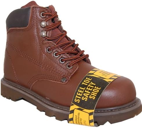 Steel Toe 6 Inch Leather Men's Work Boots, Brown Size9.5