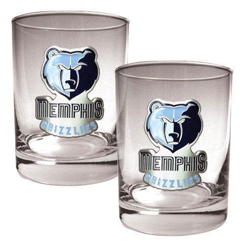 Memphis Grizzlies NBA 2pc Rocks Glass Set - Primary Logo