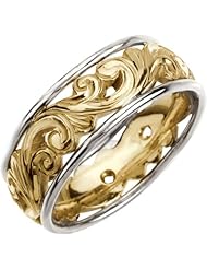 14K White And Yellow Gold - Two-Tone Openwork Hand-Engraved Band