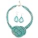 Qiyun (TM) 18K Gold Twist Small Beaded String Torsade Multiple Rows Necklace Earrings Set