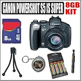 Canon Powershot A590 8MP 3x Zoom 3 inch LCD Silver Digital Camera + 8GB Combo Kit with BONUS ACCESSORIES