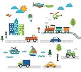 CherryCreek Decals Transportation and City Scene Kids' Room Peel and Stick Wall Sticker Decals by Ch