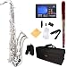 Mendini by Cecilio MTS-N+92D Nickel Plated B Flat Tenor Saxophone with Tuner, Case, Mouthpiece, 10 Reeds and More