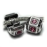 Clip Lock Stopper Hot Pink Rhinestone Bead Fits Pandora Style Bracelets European Charm Bead Bracelets Free Rubber rings