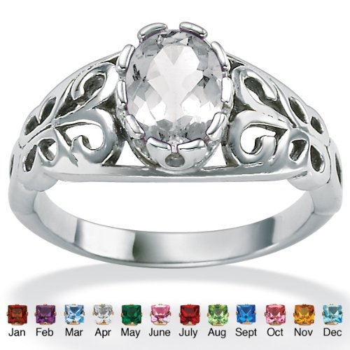 Antiqued Sterling Silver Birthstone Ring- March-