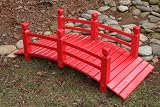 Wooden Cedar Garden Bridge - Red