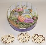 Scott's Cakes Milk Chocolate Covered Pretzel with White Chocolate Chips in a Mini Easter Basket Tin