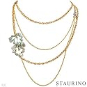 STAURINO FRATELLI! Diva Collection! Made in Italy Luxurious Necklace 5.05ctw Super Clean FG/VVS Diamonds, Emerald, Sapphire and Tsavorite Garnet Made of 18K Two Tone Gold