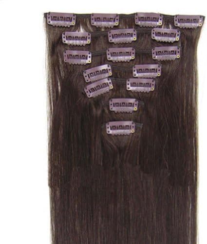 SEXYHER Fashion Dark Brown 100% Human Hair Clip In Human Hair Extensions With Multiple Sizes Available Straight hair 2#