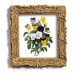 Bouquet de Pensees -Gold Frame Magnet with pop-out easel (2-3/4" x 2-1/2")