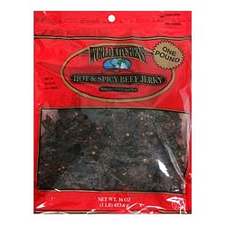World Kitchens Hot and Spicy Beef Jerky, 16-Ounce Bags (Pack of 2)