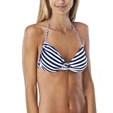 Xhilaration® Juniors Striped Bandeau Swim Top - Navy Blue/White