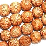Round Wood Beads Red Moire Swirl 12mm /15 Inch Strand