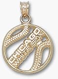 Chicago White Sox Pierced Chicago White Sox Baseball Pendant - 14KT Gold Jewelry
