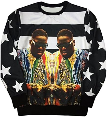 Hiphop Star Sweatshirt 3d Biggie Tupac Pullover Men Hippie Hoodies Sweater (L)
