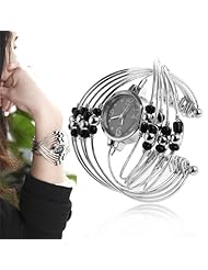 Stylish Bracelet Quartz Wrist Watch Bangle Decoration with Metal Band for Lady Woman Female - Silver