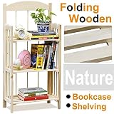 go2buy 3 Tier/Shelf Natural Wood Folding Bookcase/Book Shelf Units