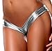Women's Metallic Micro Shorts Panty Thong,Sliver Christmas Gifts, Sliver, Small/Medium
