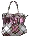 Brista Purple Checked Tote Bag with Wide Belt Strap
