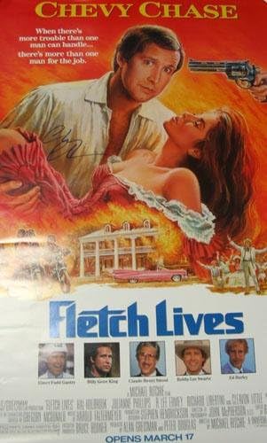 Chevy Chase Signed Full Size Fletch Lives Poster - Authentic Celebrity Autographed