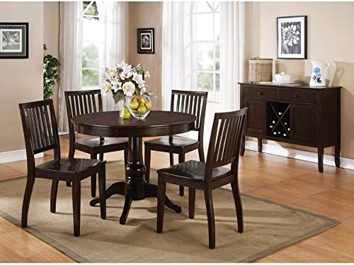 Steve Silver Steve Silver 5 Piece Candice Round Pedestal Dining Table Set, Dark Espresso, Wood