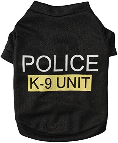 BonAchat 2015 New Cool Style Dog Police Costume Black Dog T Shirt Police Letter Printed Embroidered Pet Dog T-Shirt Breathable Fabric Polyester Material Dog Costume Dog Spring Summer Clothes All Size (L)