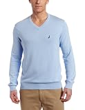 Image of Nautica Men's V-Neck Solid Sweater, Noon Blue, Large