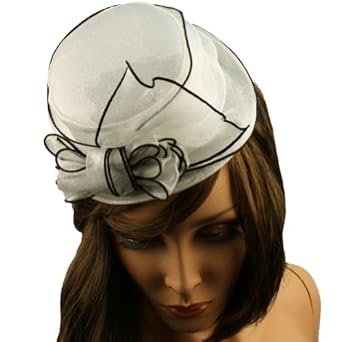 Fancy Lace Top Hat Fascinator Headband Head Piece Hair Clip Cocktail White