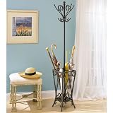 Matte Black with Gold Coat Rack and Umbrella Stand
