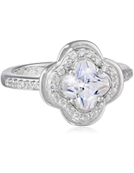 Sterling Silver Simulated Diamond Four Leaf Clover Ring, Size 7