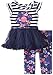 Youngland Baby Girls' Striped Flower Dress with Floral Print Legging Set