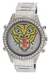Geneva Elite Men's Iced Out Tiger Face Diamond Bezel Watch